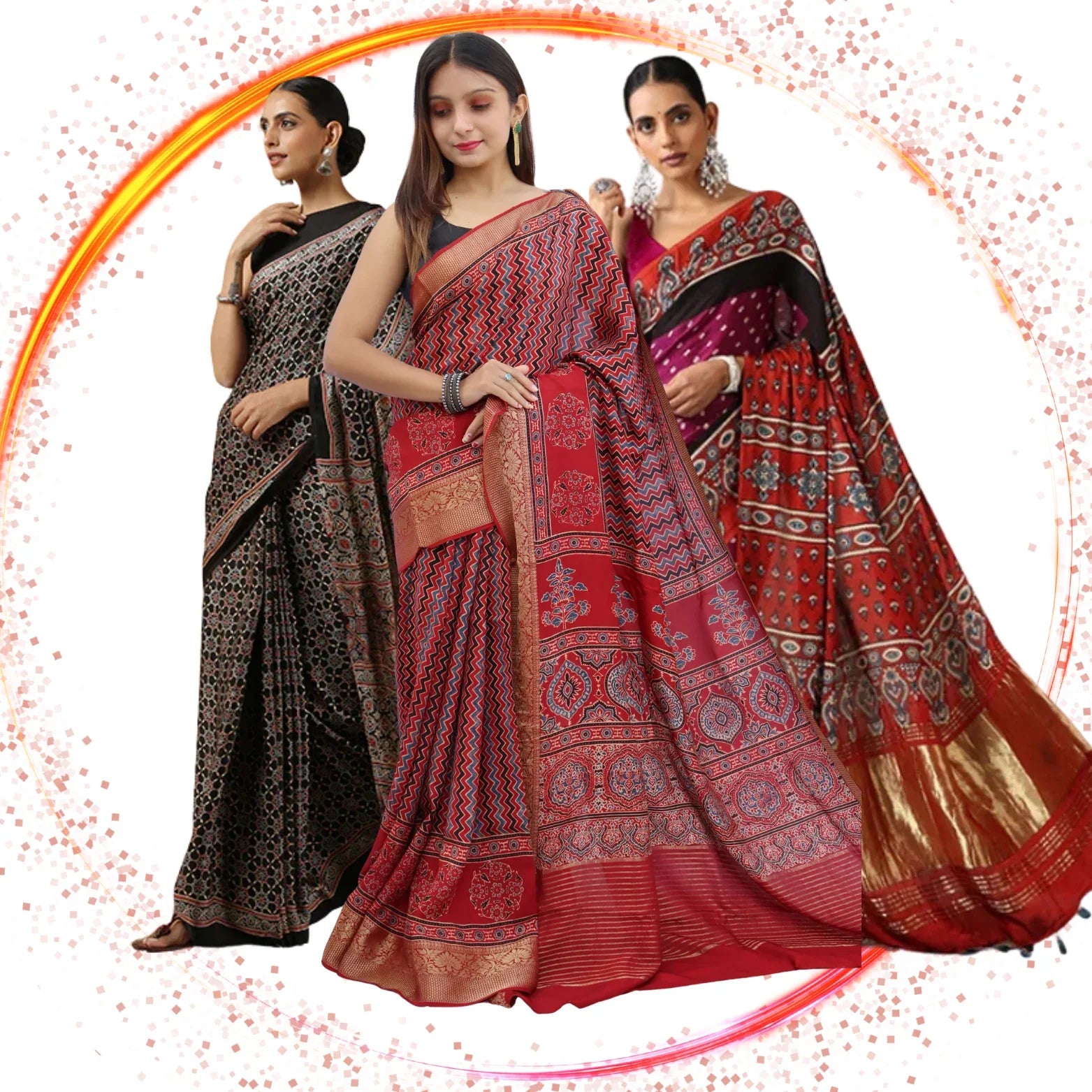 Ajrakh / Handblock Sarees