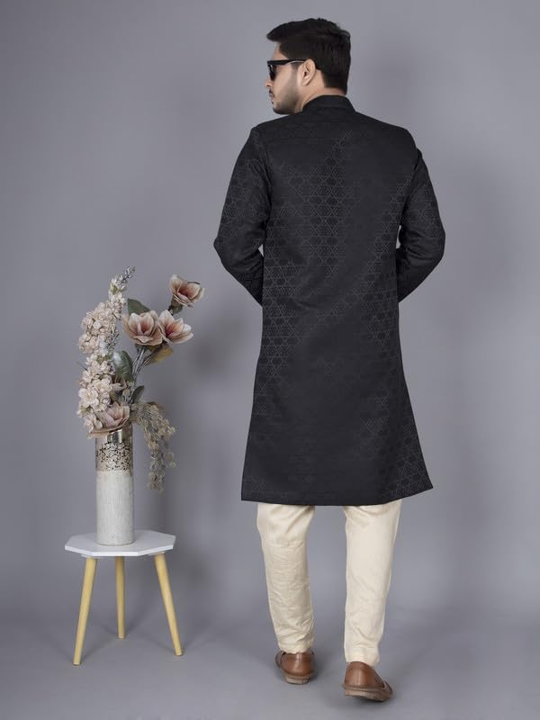 Royal Ethnic | Men's Black Indo-Western Kurta Dhoti Set | Elegant Traditional Design | Festive Wear | Comfortable Fit - Royal Ethnic