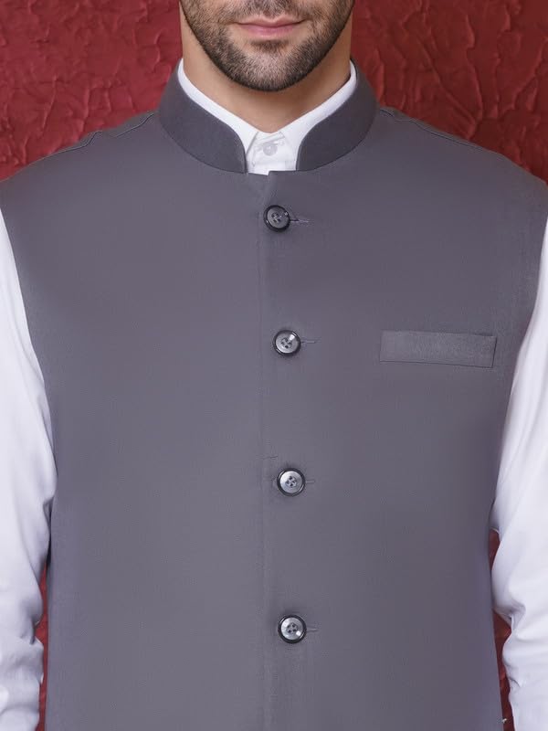 Royal Ethnic | Men's Ethnic Formal Waistcoat | Sleeveless Modi Jacket | Mandarin Collar | Wedding & Festive Wear | Elegant - Royal Ethnic