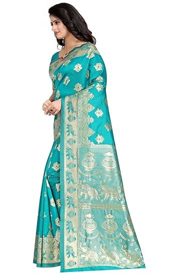 Royal Ethnic | Women's Pure Soft Kanjivaram Silk Saree | Banarasi Design | With Blouse Piece | Wedding Wear | Elegant - Royal Ethnic