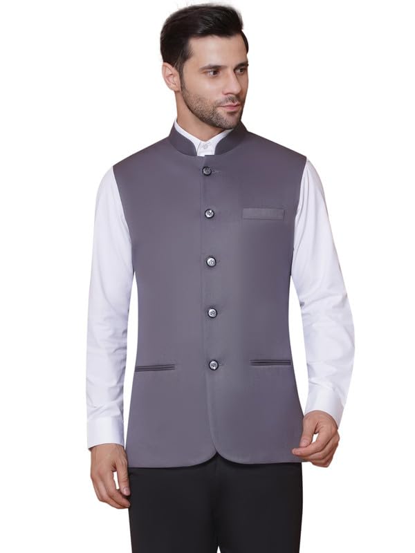 Royal Ethnic | Men's Ethnic Formal Waistcoat | Sleeveless Modi Jacket | Mandarin Collar | Wedding & Festive Wear | Elegant - Royal Ethnic