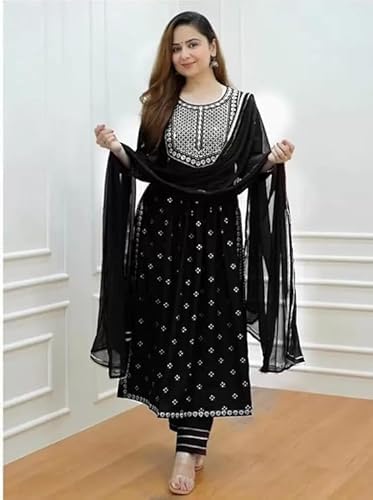 Royal Ethnic Comfort Rayon Naira Cut Kurta Pant Dupatta Set for Women | Elegant Stylish Designer Ethnic Wear Outfit