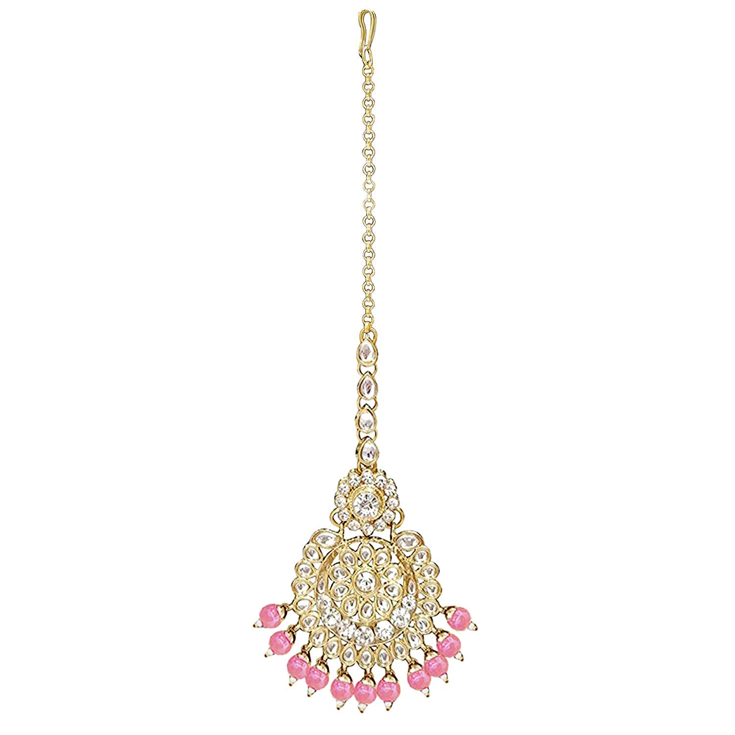 Royal Ethnic Traditional 18K Gold Plated Kundan & Pearl Studded Bridal Choker Necklace Set with Earrings & Maang Tikka - Royal Ethnic