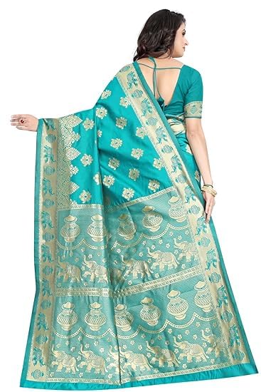 Royal Ethnic | Women's Pure Soft Kanjivaram Silk Saree | Banarasi Design | With Blouse Piece | Wedding Wear | Elegant - Royal Ethnic