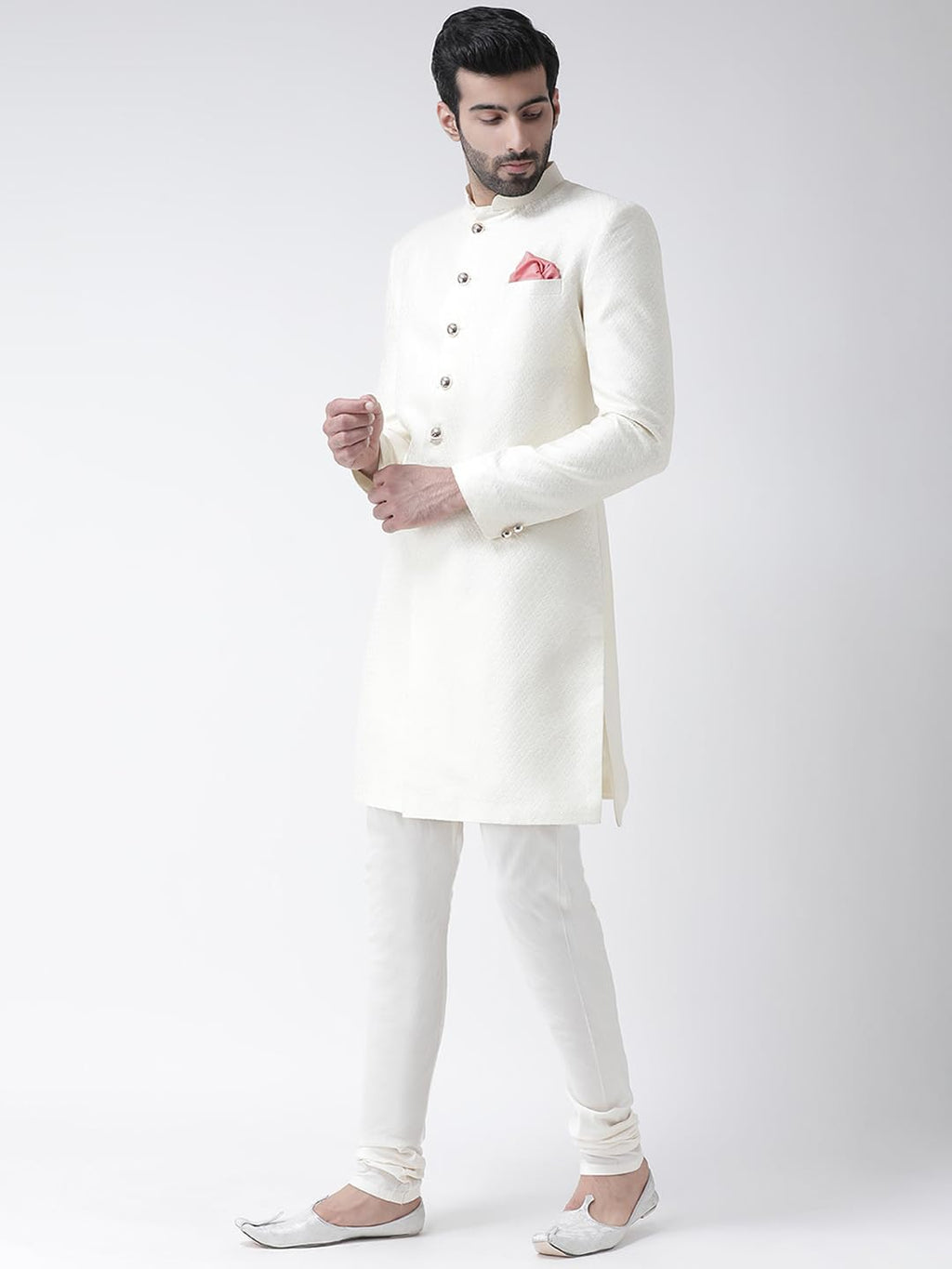 Royal Ethnics | Men's Wedding Sherwani with Churidar | Indo-Western Designer Outfit | Groom & Festival Wear | Elegant Fit - Royal Ethnic
