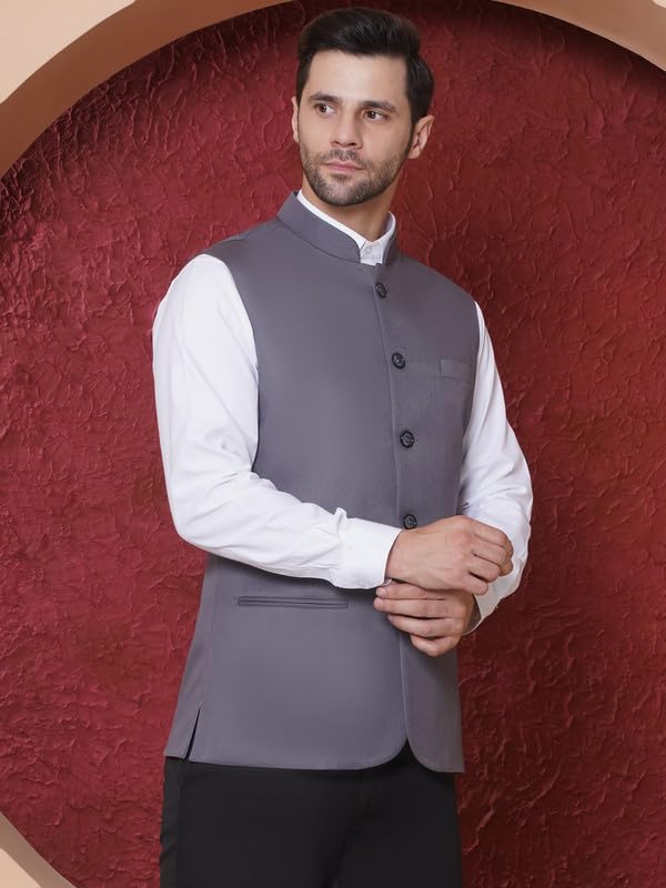 Royal Ethnic | Men's Ethnic Formal Waistcoat | Sleeveless Modi Jacket | Mandarin Collar | Wedding & Festive Wear | Elegant - Royal Ethnic