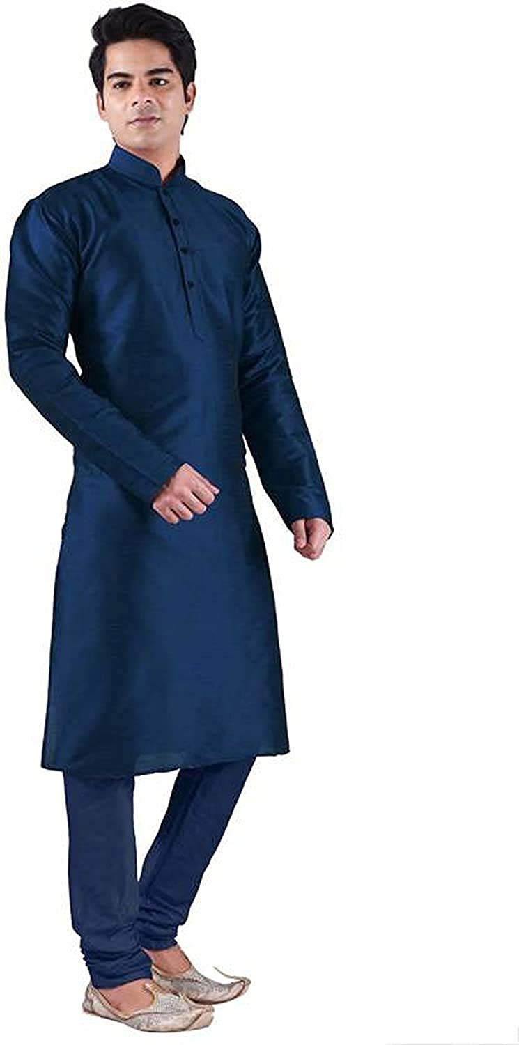 Royal Ethnic | Men's Silk Blend Kurta Pyjama Set | Solid Pattern | Full Sleeves | Traditional Fit | Festive & Elegant - Royal Ethnic