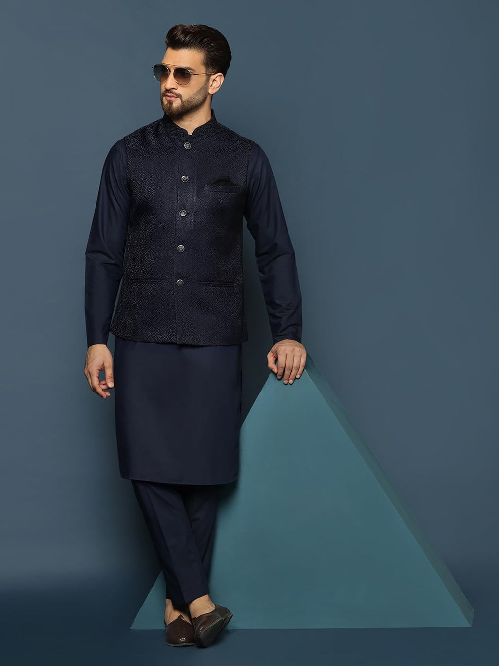 Royal Ethnics | Men's Maroon Nehru Jacket Waistcoat | Cotton Fabric | Ethnic Festive Wear | Regular Fit | Traditional - Royal Ethnic