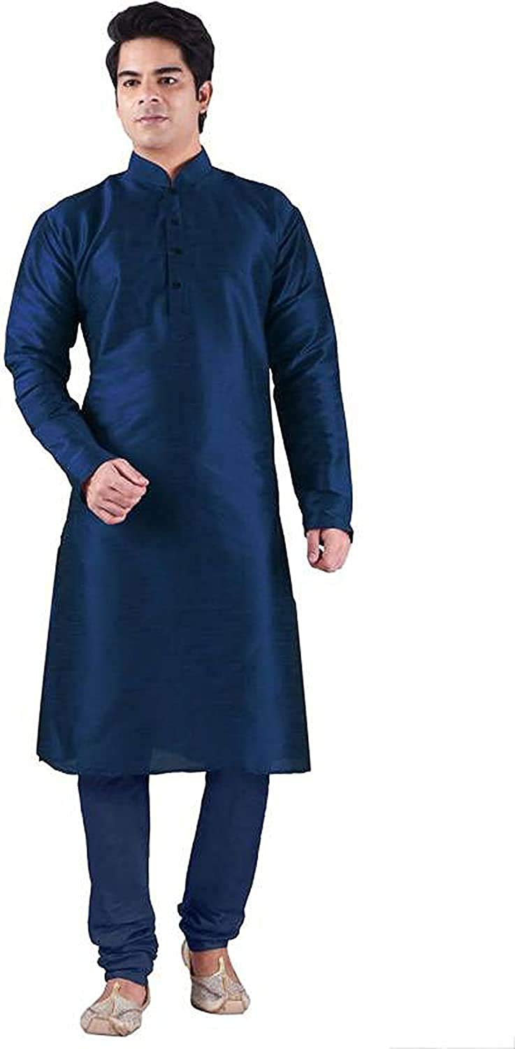 Royal Ethnic | Men's Silk Blend Kurta Pyjama Set | Solid Pattern | Full Sleeves | Traditional Fit | Festive & Elegant - Royal Ethnic