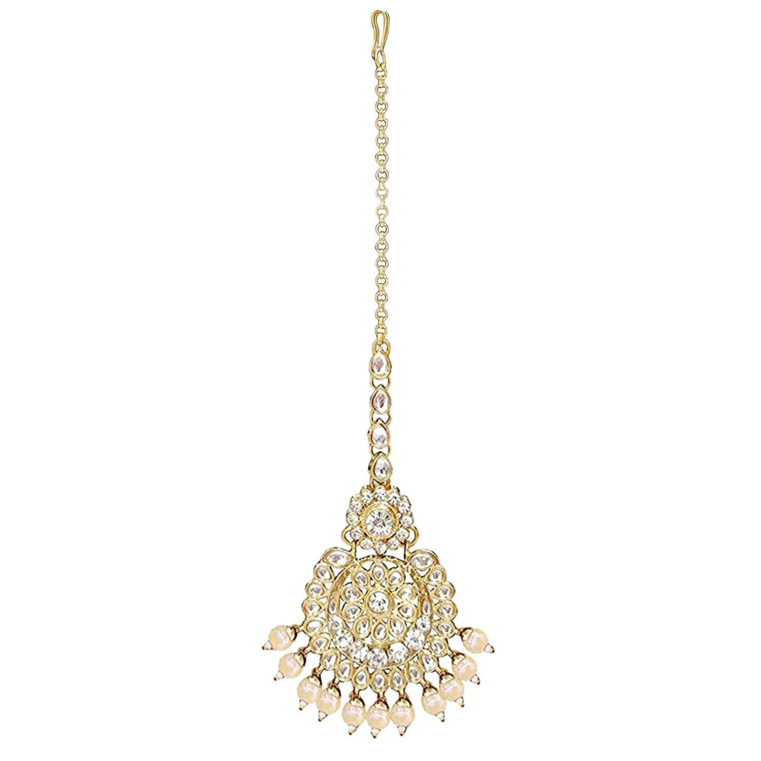 Royal Ethnic Traditional 18K Gold Plated Kundan & Pearl Studded Bridal Choker Necklace Set with Earrings & Maang Tikka - Royal Ethnic