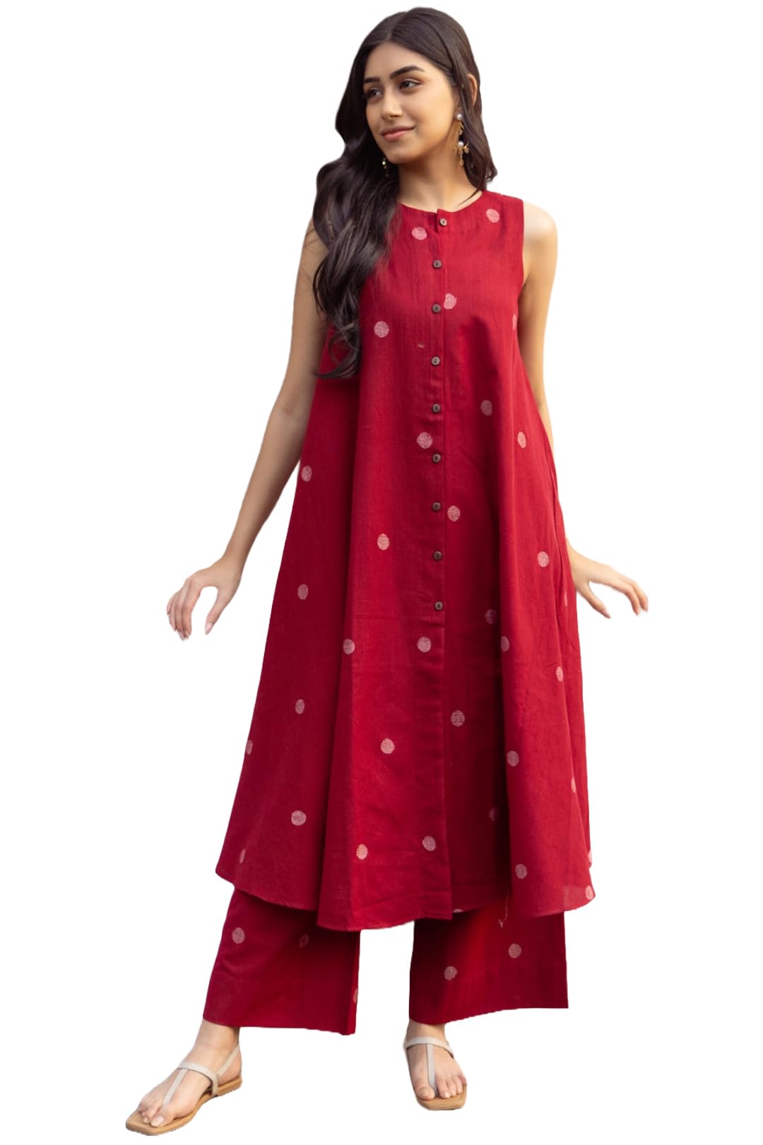 Royal Ethnic Women's Pure Cotton Maroon Printed Kurta Set with Palazzo and Dupatta Elegant Stylish Ethnic Party Wear Festive Outfit