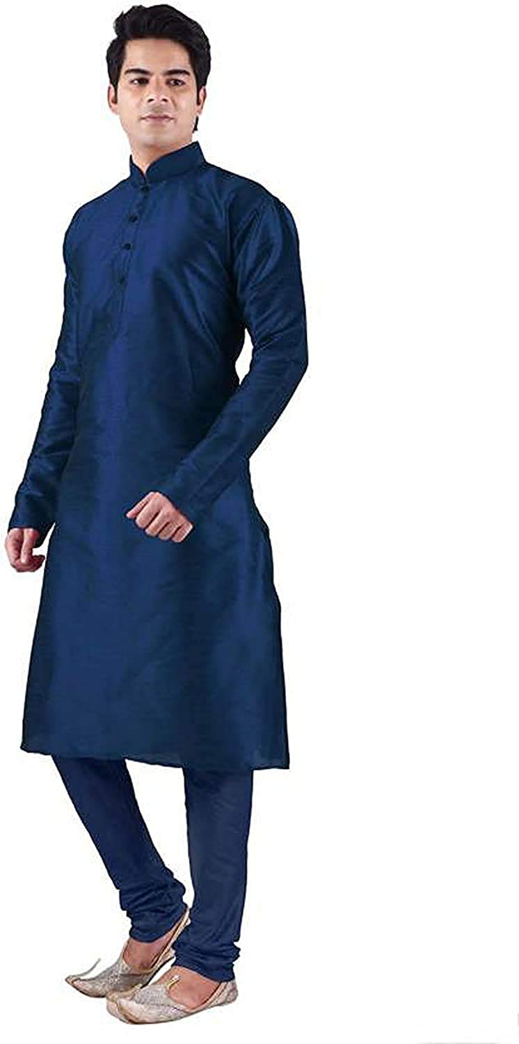 Royal Ethnic | Men's Silk Blend Kurta Pyjama Set | Solid Pattern | Full Sleeves | Traditional Fit | Festive & Elegant - Royal Ethnic
