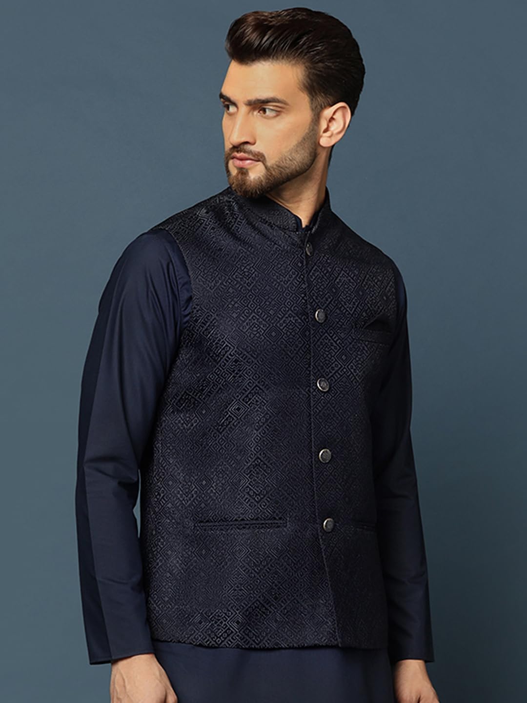 Royal Ethnics | Men's Maroon Nehru Jacket Waistcoat | Cotton Fabric | Ethnic Festive Wear | Regular Fit | Traditional - Royal Ethnic