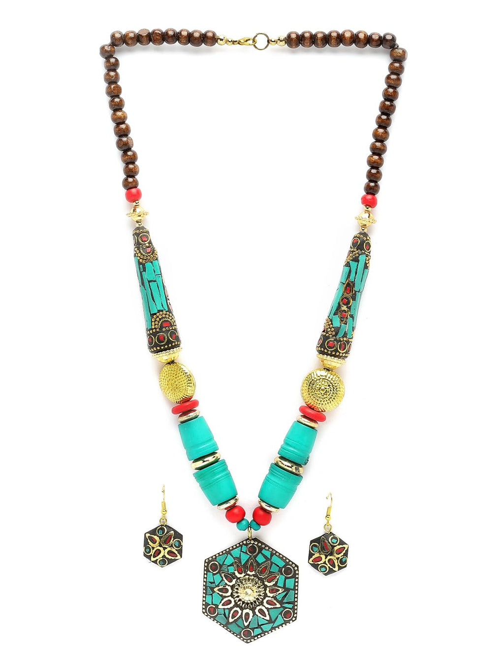 Royal Ethnic | Women's Tibetan Pendant Necklace Set | Traditional Oxidised Finish | Stylish Ethnic Jewellery | Festive - Royal Ethnic