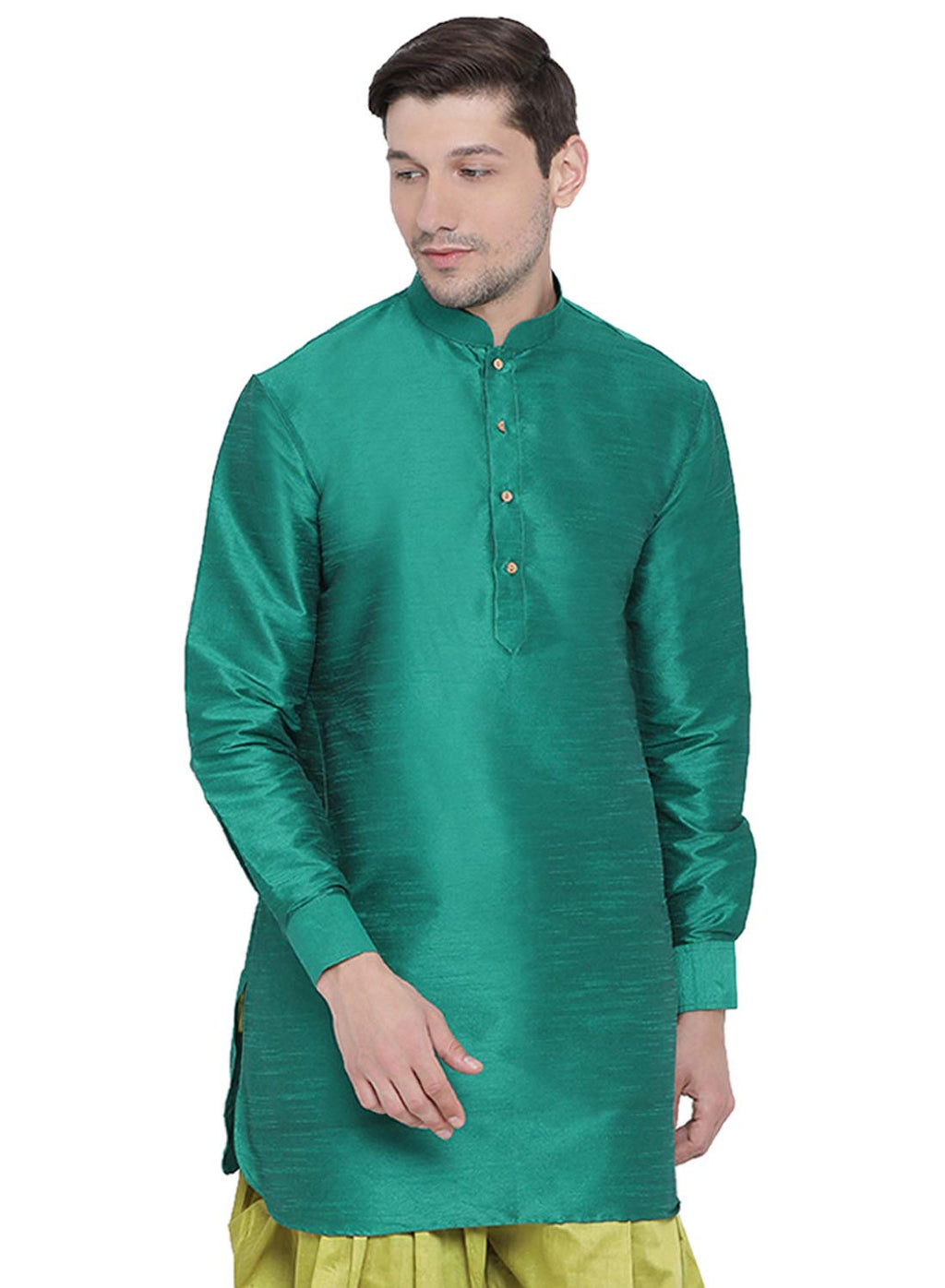 Vastramay Men's Silk Blend South Indian Ethnic Shirt – Traditional Half-Sleeve Shirt for Festive, Wedding & Casual Wear
