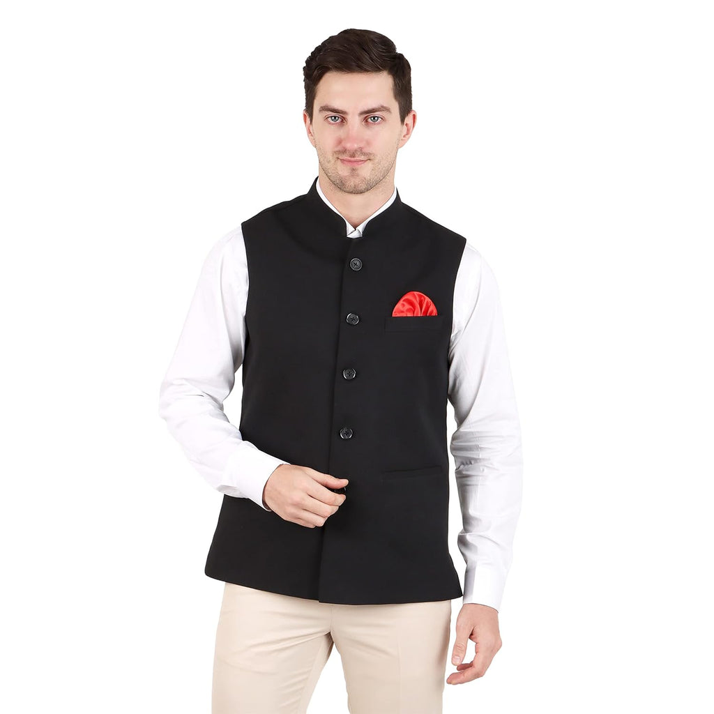 Royal Ethnics | Men's Nehru/Modi Jacket Waistcoat | Premium Matty Fabric | Sleeveless | Regular Fit | Festival Casual - Royal Ethnic