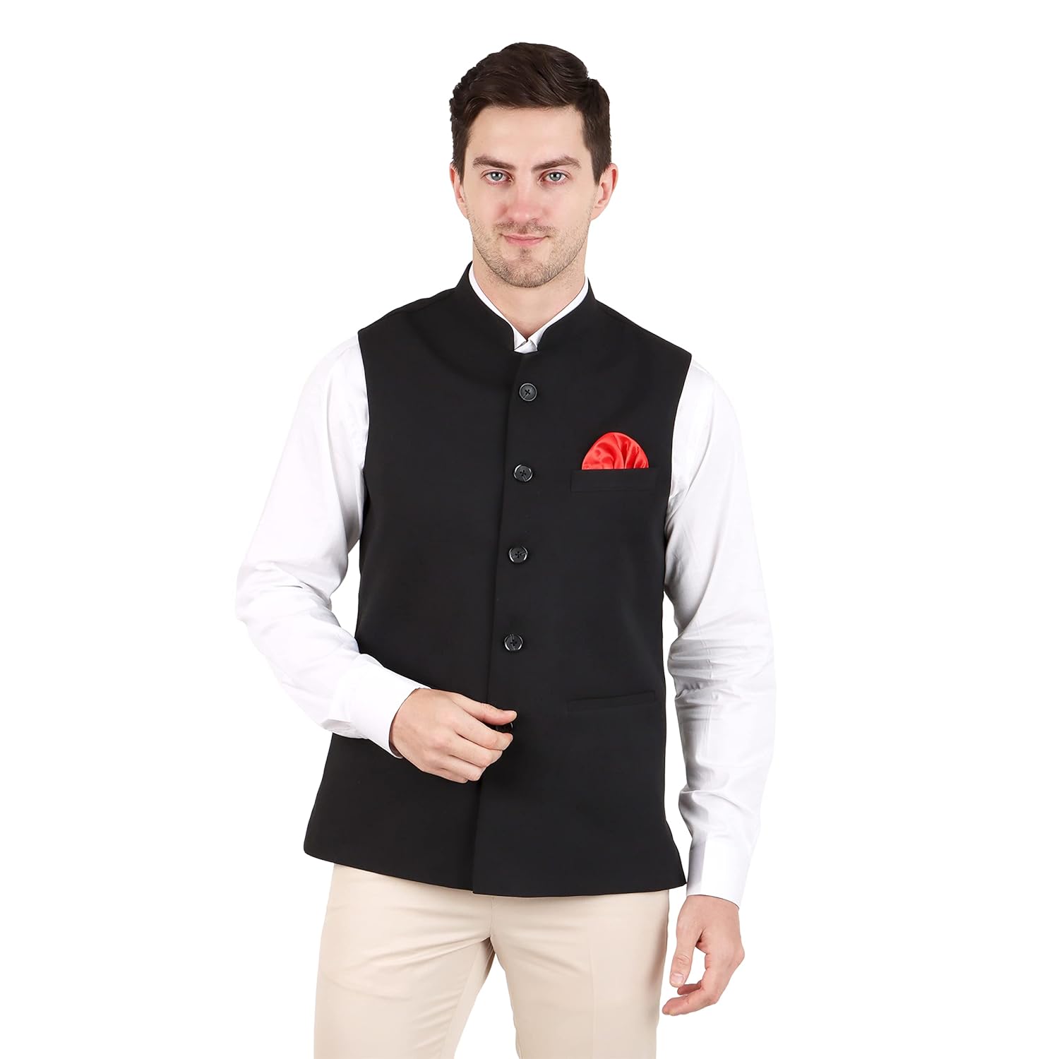 Royal Ethnics | Men's Nehru/Modi Jacket Waistcoat | Premium Matty Fabric | Sleeveless | Regular Fit | Festival Casual - Royal Ethnic