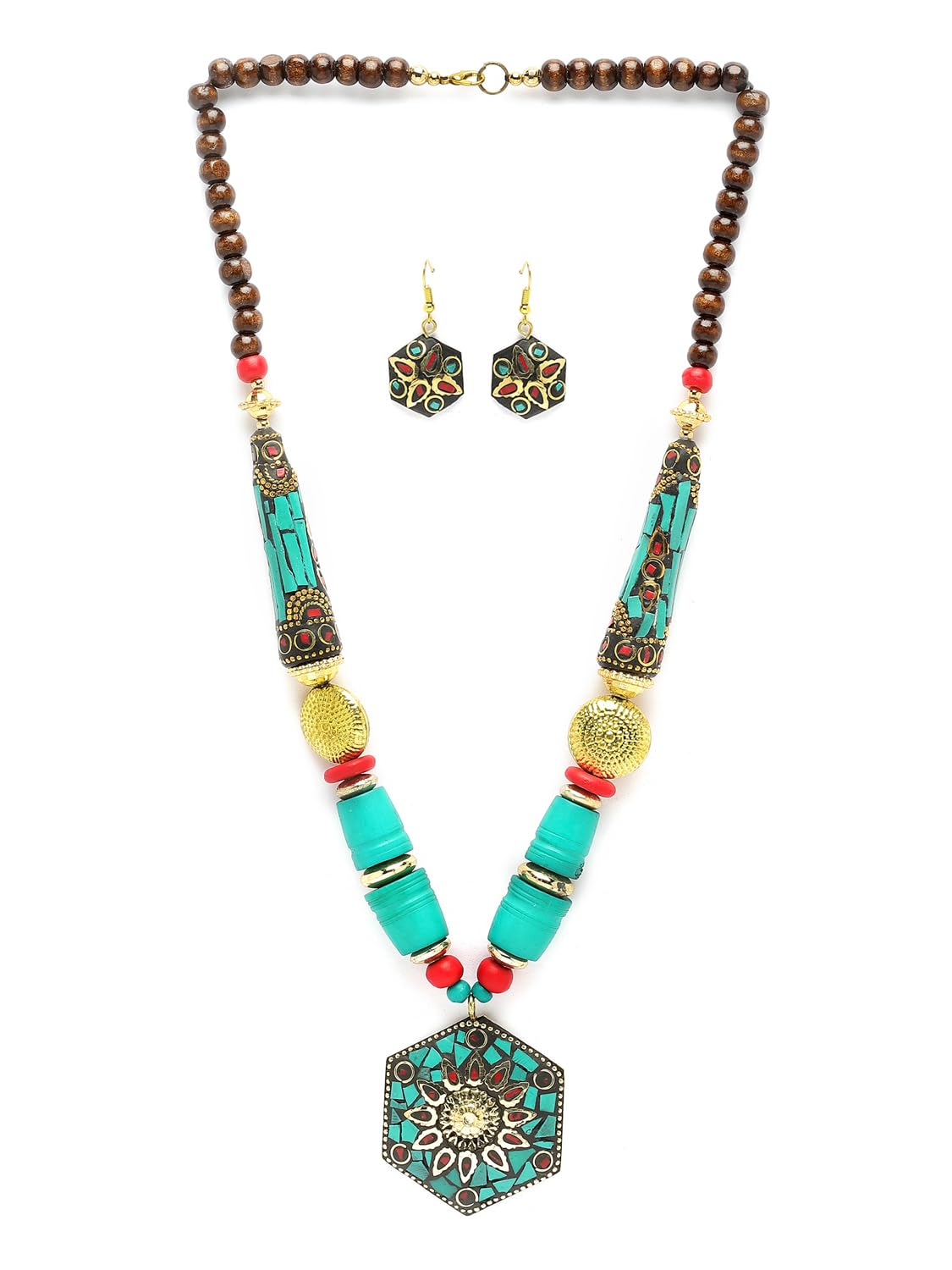 Royal Ethnic | Women's Tibetan Pendant Necklace Set | Traditional Oxidised Finish | Stylish Ethnic Jewellery | Festive - Royal Ethnic
