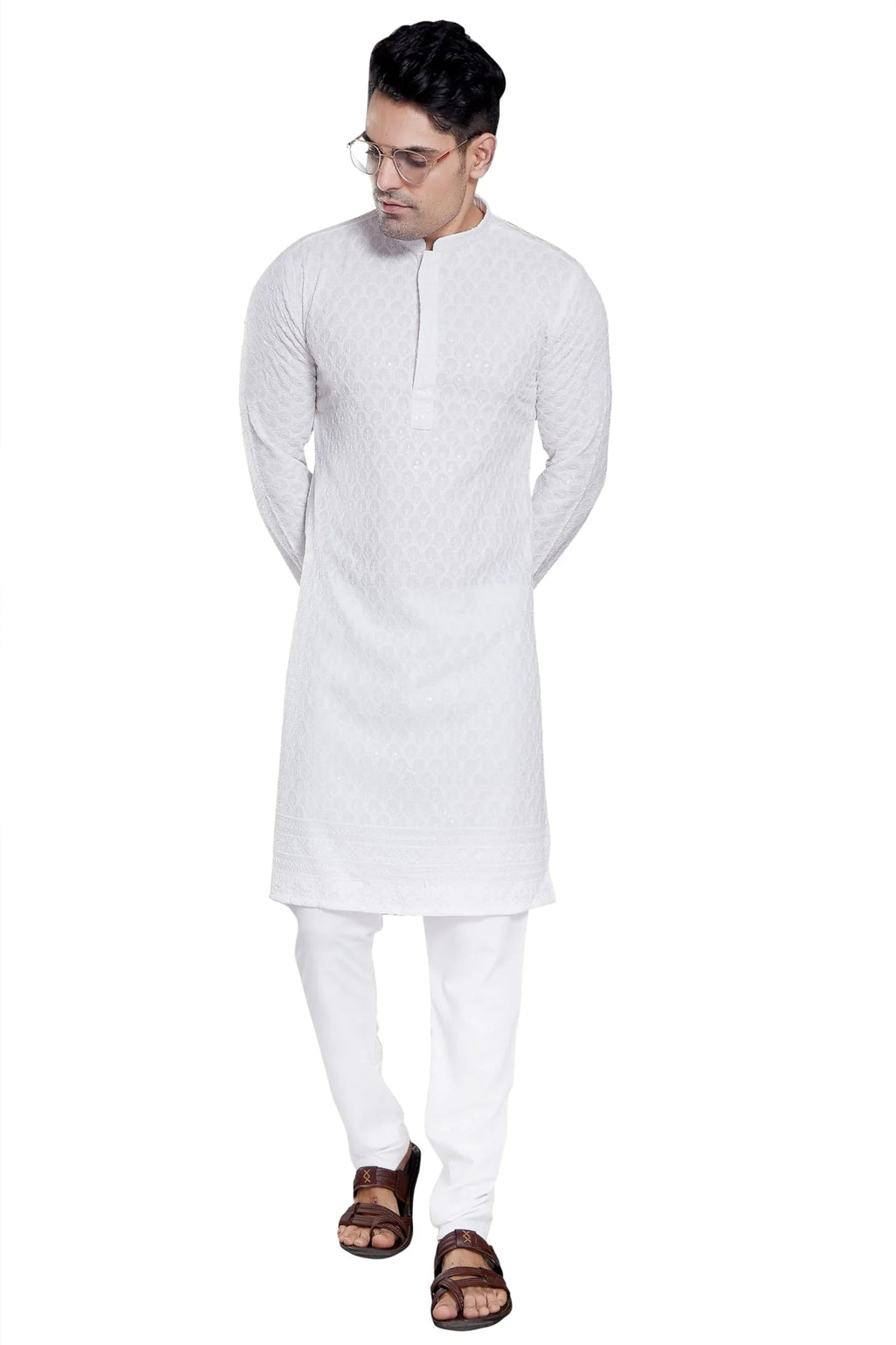 Royal Ethnic Men's Stylish Embroidered Cotton Kurta Pyjama Set | Exclusive Elegant Party Wear Outfit