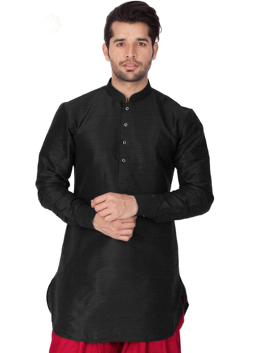 Vastramay Men's Silk Blend South Indian Ethnic Shirt – Traditional Half-Sleeve Shirt for Festive, Wedding & Casual Wear