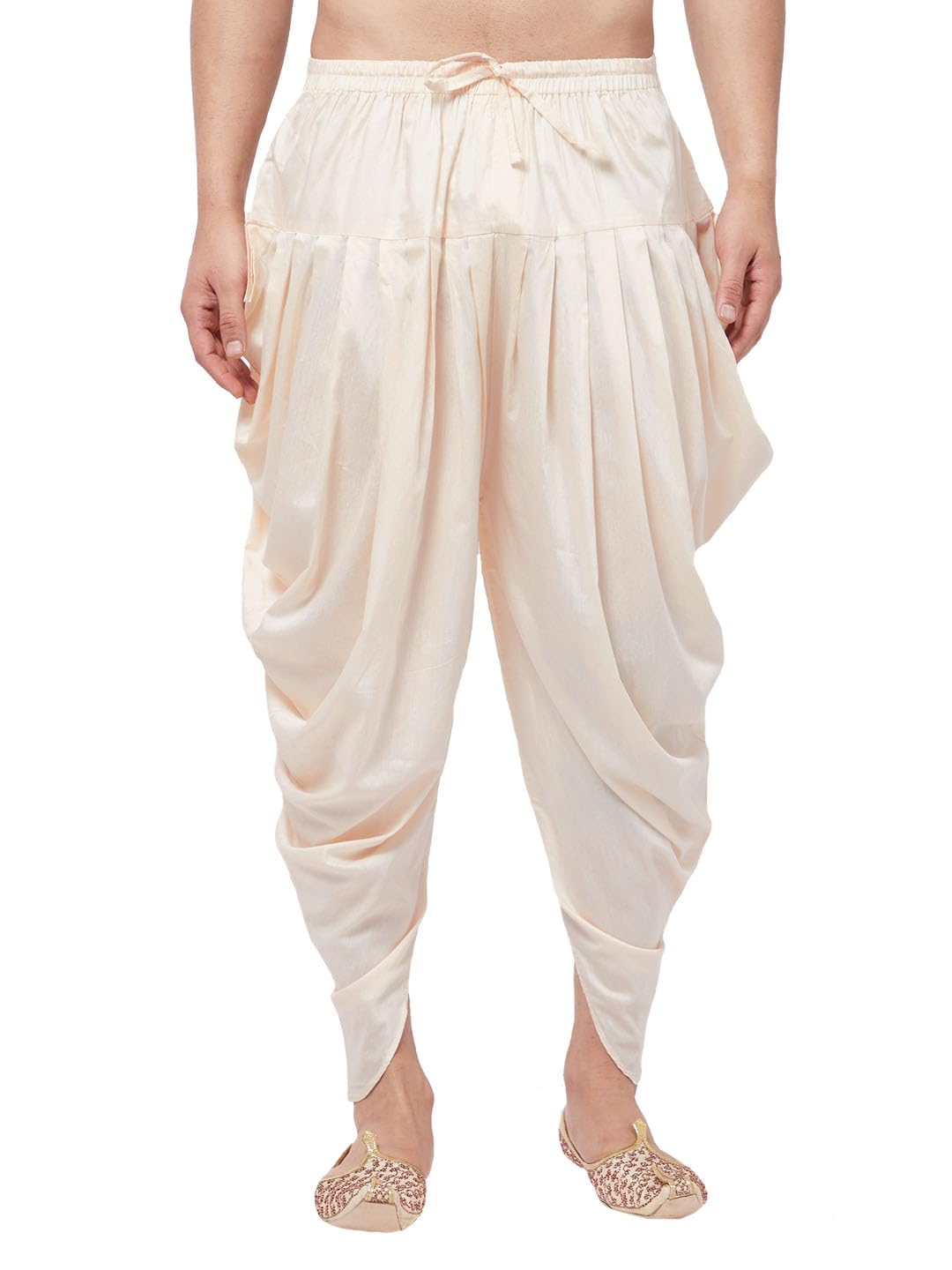 Royal Ethnic | Men's Cotton Silk Dhoti Pant | White Color | Mid Rise | Regular Fit | Pre-Stitched | Festive & Elegant - Royal Ethnic