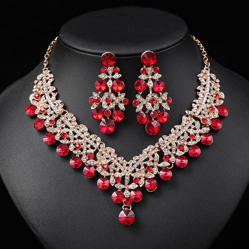 Royal Ethnic | Women's Crystal Diamond Necklace Set | Stylish Wedding Jewellery | Silver Plated | Party Wear | Elegant - Royal Ethnic
