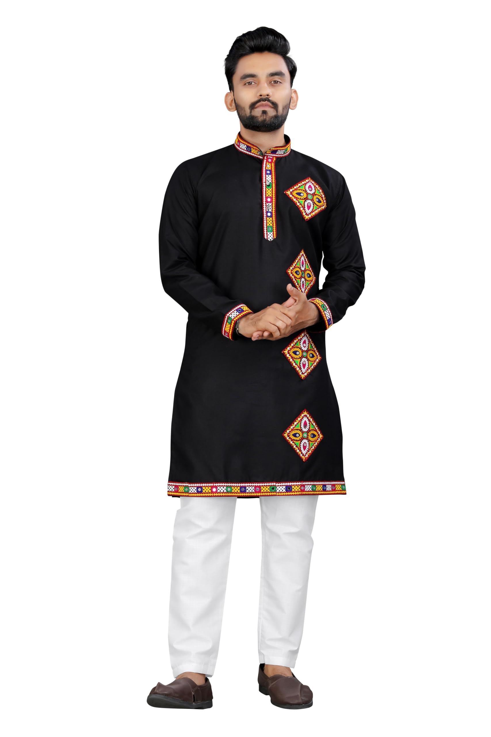 Royal Ethnic | Men's Ethnic Charm Kurta Pyjama Set | Intricate Embroidery | Full Sleeves | Navratri & Festive Wear - Royal Ethnic