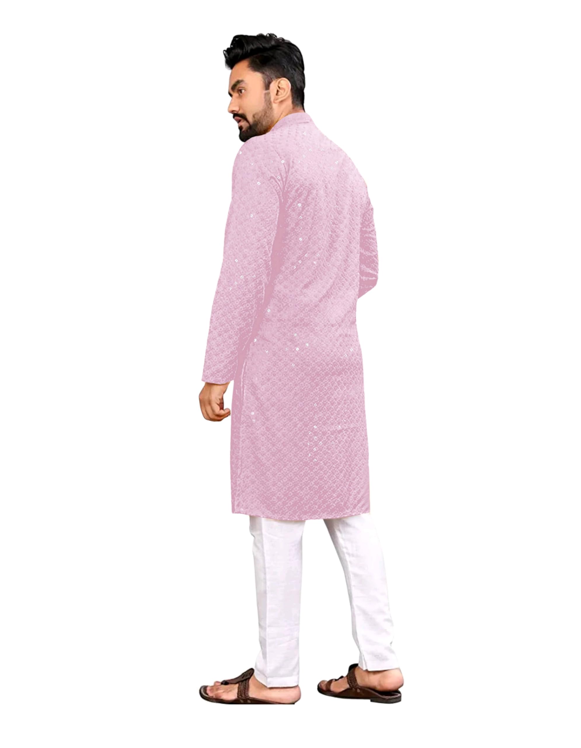 Royal Ethnic | Men's Straight Lucknowi Kurta | Indian Ethnic Wear | Embroidered Cotton | Full Sleeves | Regular Fit - Royal Ethnic