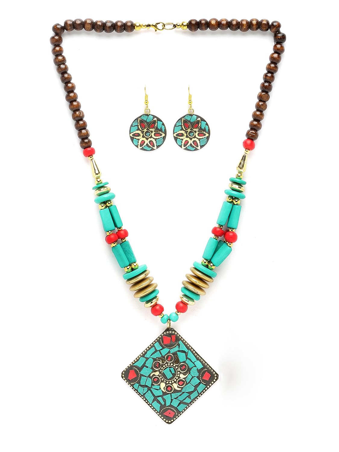 Royal Ethnic | Women's Tibetan Pendant Necklace Set | Traditional Oxidised Finish | Stylish Ethnic Jewellery | Festive - Royal Ethnic