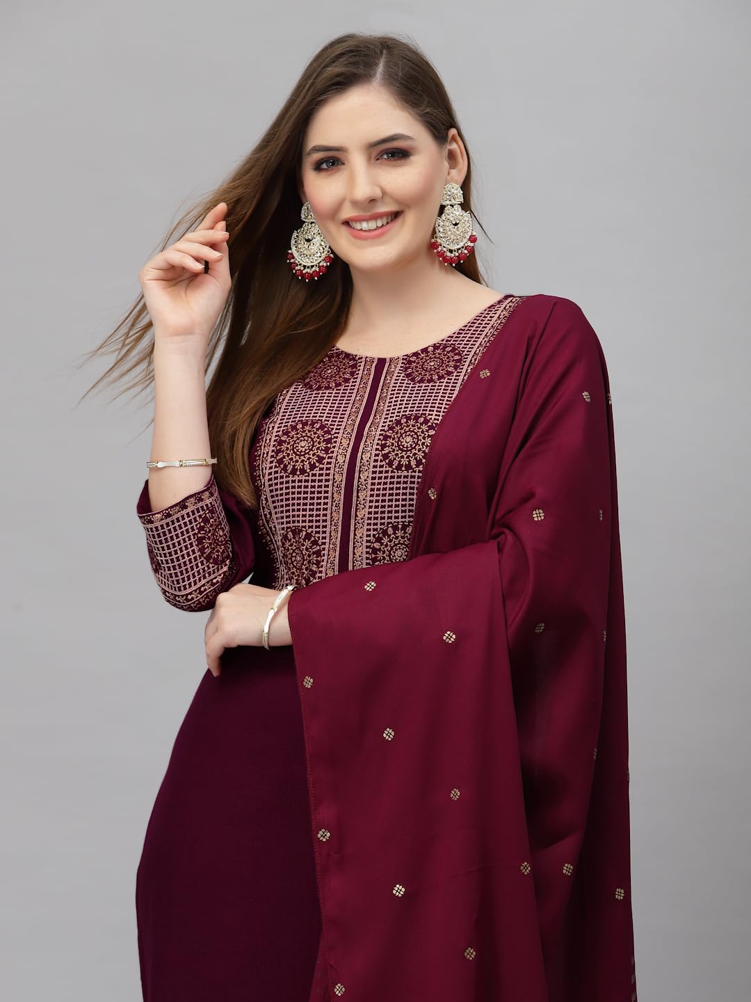 Royal Ethnic Women Viscose Embroidered Kurta and Pant Set with Dupatta Kurta Set Elegant Stylish Ethnic Festive Wear Look