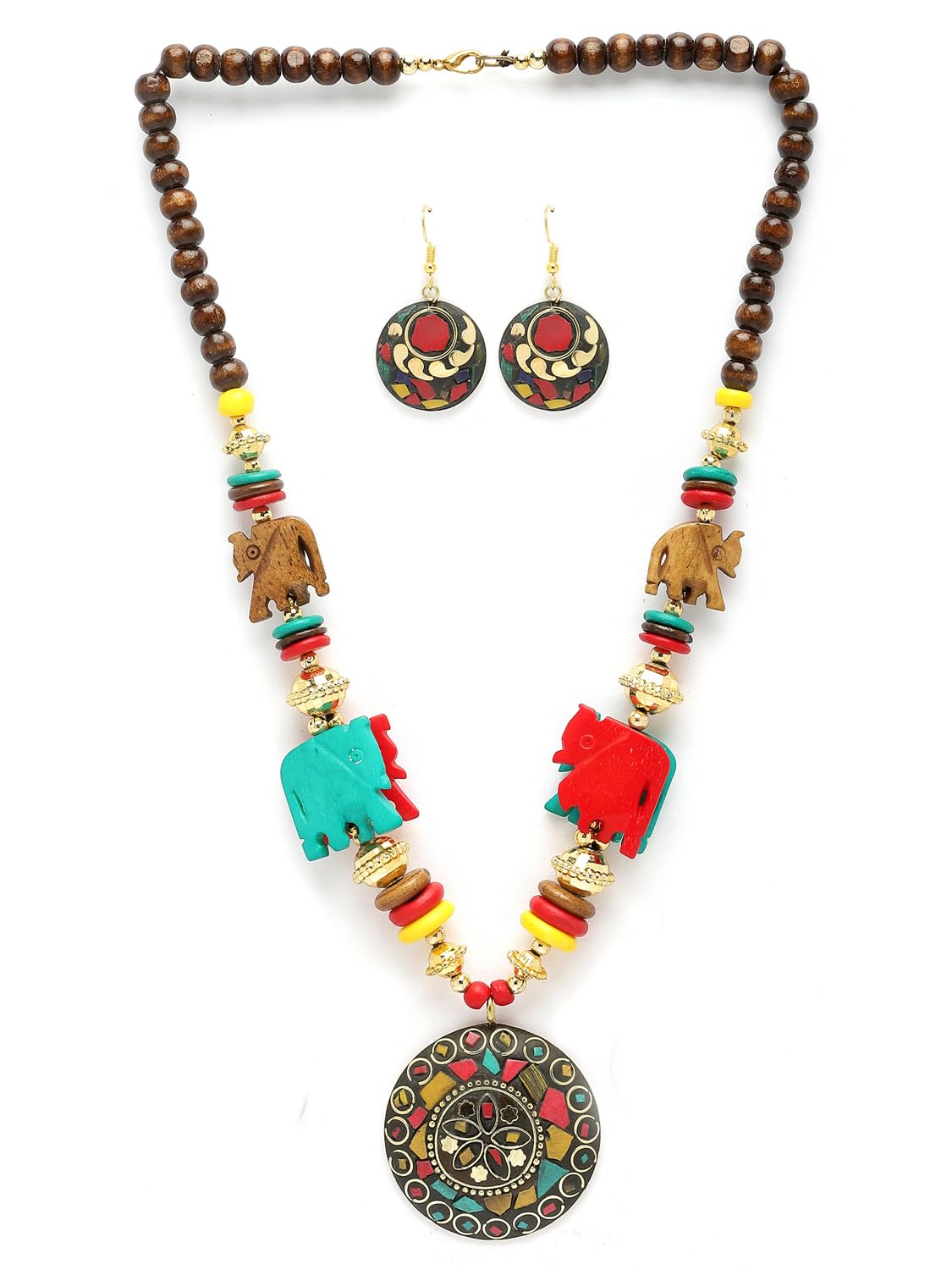 Royal Ethnic | Women's Tibetan Pendant Necklace Set | Traditional Oxidised Finish | Stylish Ethnic Jewellery | Festive - Royal Ethnic