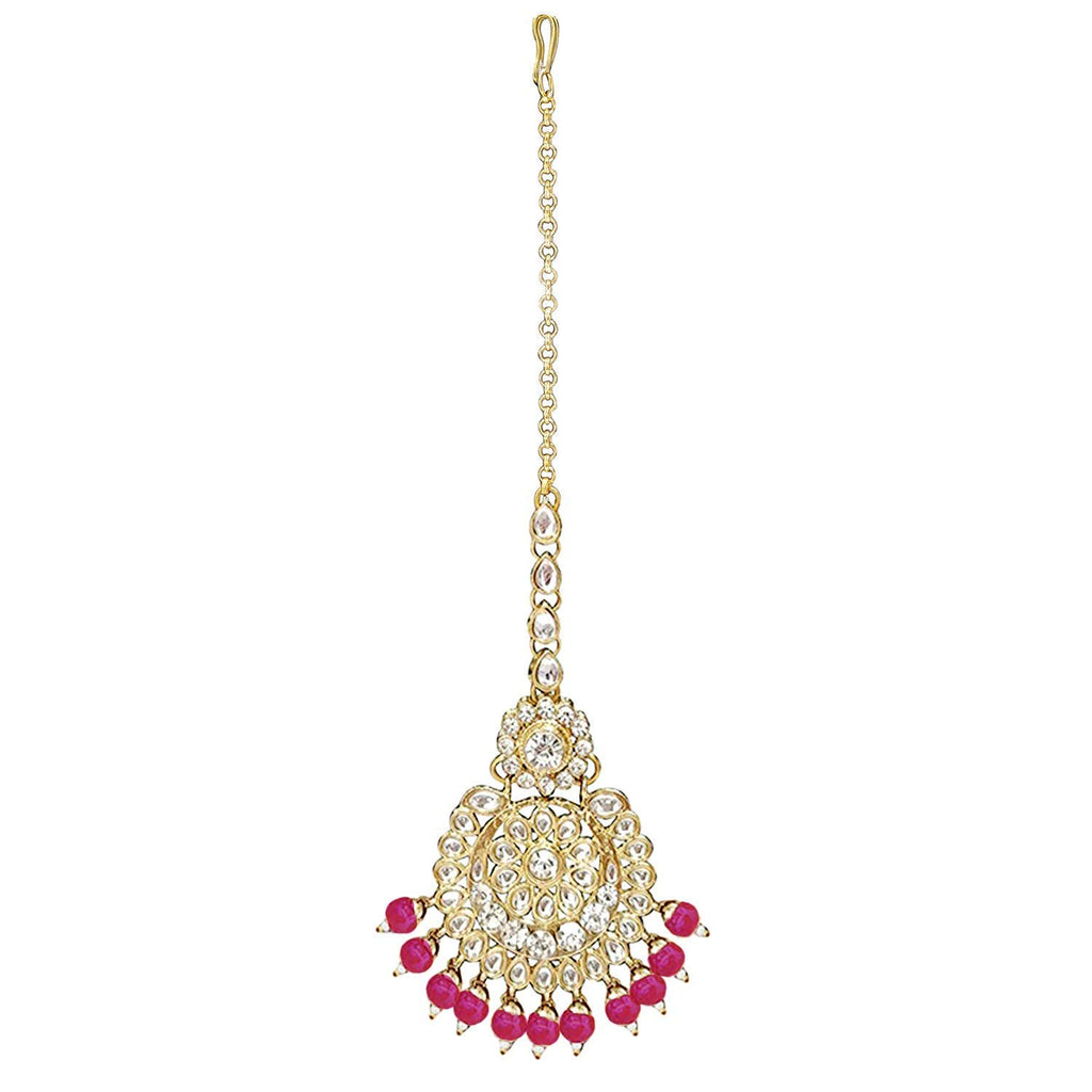 Royal Ethnic Traditional 18K Gold Plated Kundan & Pearl Studded Bridal Choker Necklace Set with Earrings & Maang Tikka - Royal Ethnic