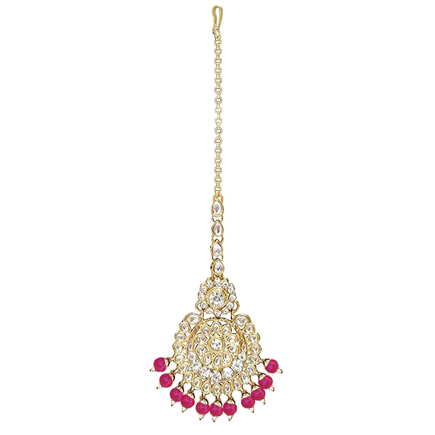 Royal Ethnic Traditional 18K Gold Plated Kundan & Pearl Studded Bridal Choker Necklace Set with Earrings & Maang Tikka - Royal Ethnic