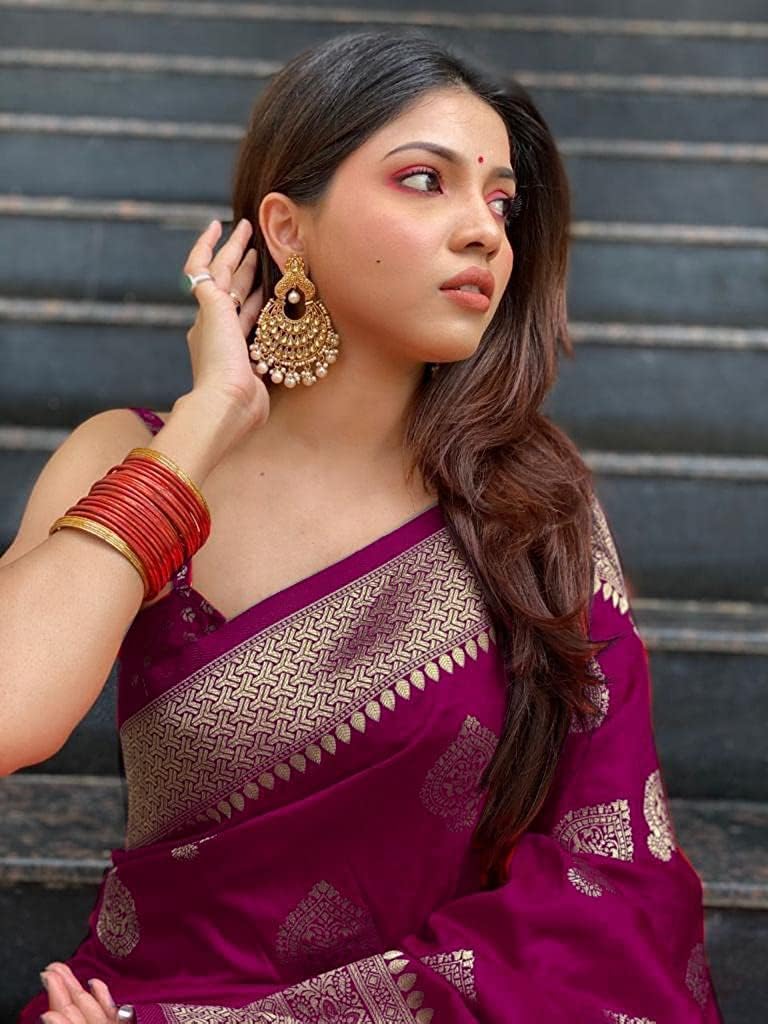 Royal Ethnic | Women's Kanjivaram Art Silk Saree | Soft Banarasi Style | With Blouse Piece | Wedding Wear | Elegant Drape - Royal Ethnic