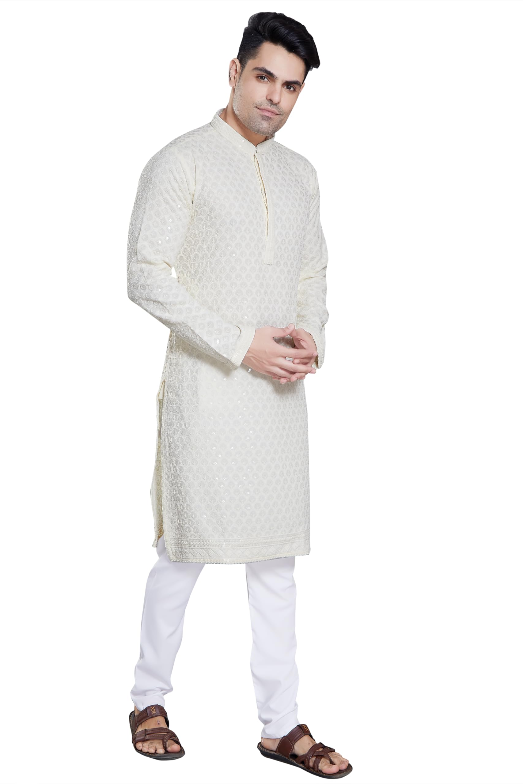 Royal Ethnic Men's Stylish Embroidered Cotton Kurta Pyjama Set | Exclusive Elegant Party Wear Outfit - Royal Ethnic