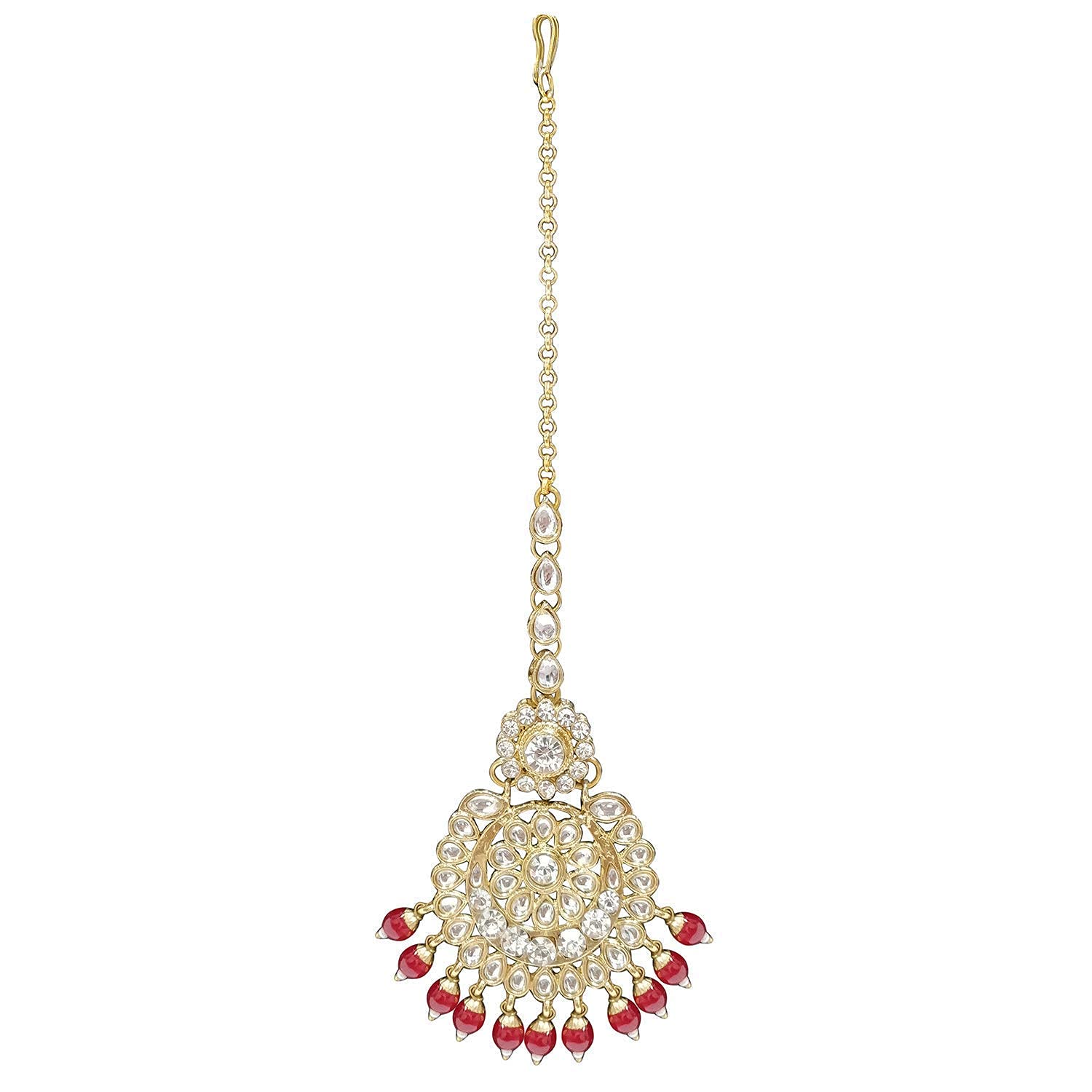 Royal Ethnic Traditional 18K Gold Plated Kundan & Pearl Studded Bridal Choker Necklace Set with Earrings & Maang Tikka - Royal Ethnic