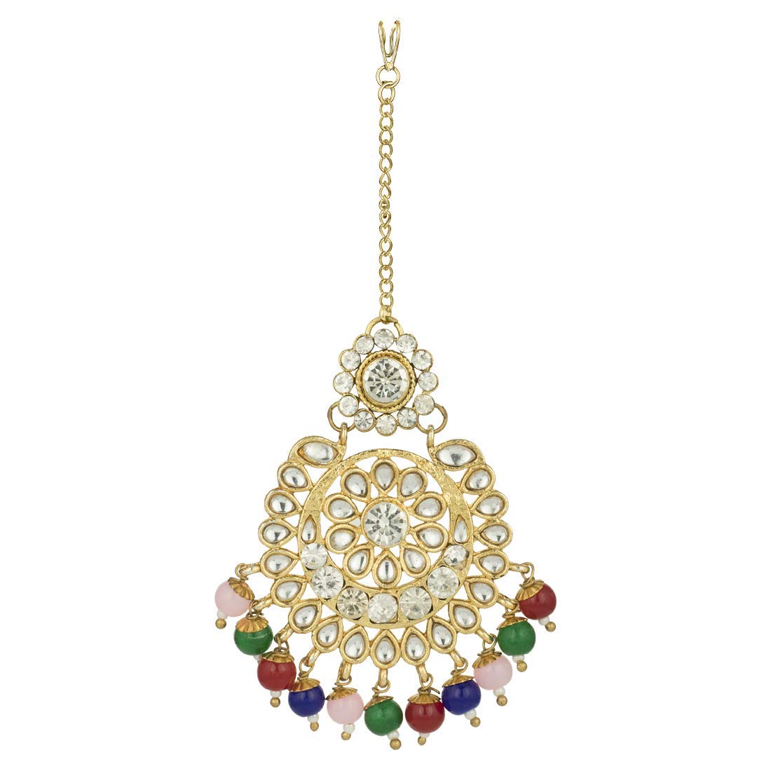 Royal Ethnic Traditional 18K Gold Plated Kundan & Pearl Studded Bridal Choker Necklace Set with Earrings & Maang Tikka - Royal Ethnic