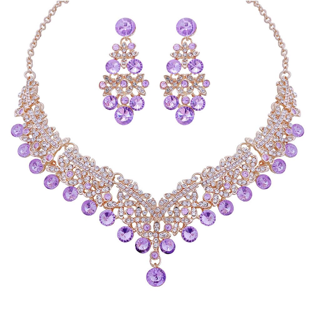 Royal Ethnic | Women's Crystal Diamond Necklace Set | Stylish Wedding Jewellery | Silver Plated | Party Wear | Elegant - Royal Ethnic