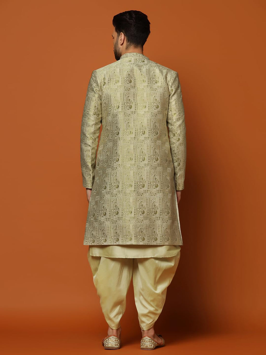 Royal Ethnic | Men's Navy Blue & Black Indo-Western Kurta Sherwani Set | Cotton | Full Sleeves | Traditional Ethnic Wear - Royal Ethnic