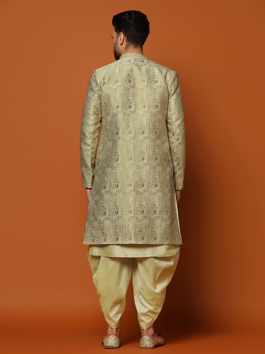 Royal Ethnic | Men's Navy Blue & Black Indo-Western Kurta Sherwani Set | Cotton | Full Sleeves | Traditional Ethnic Wear - Royal Ethnic