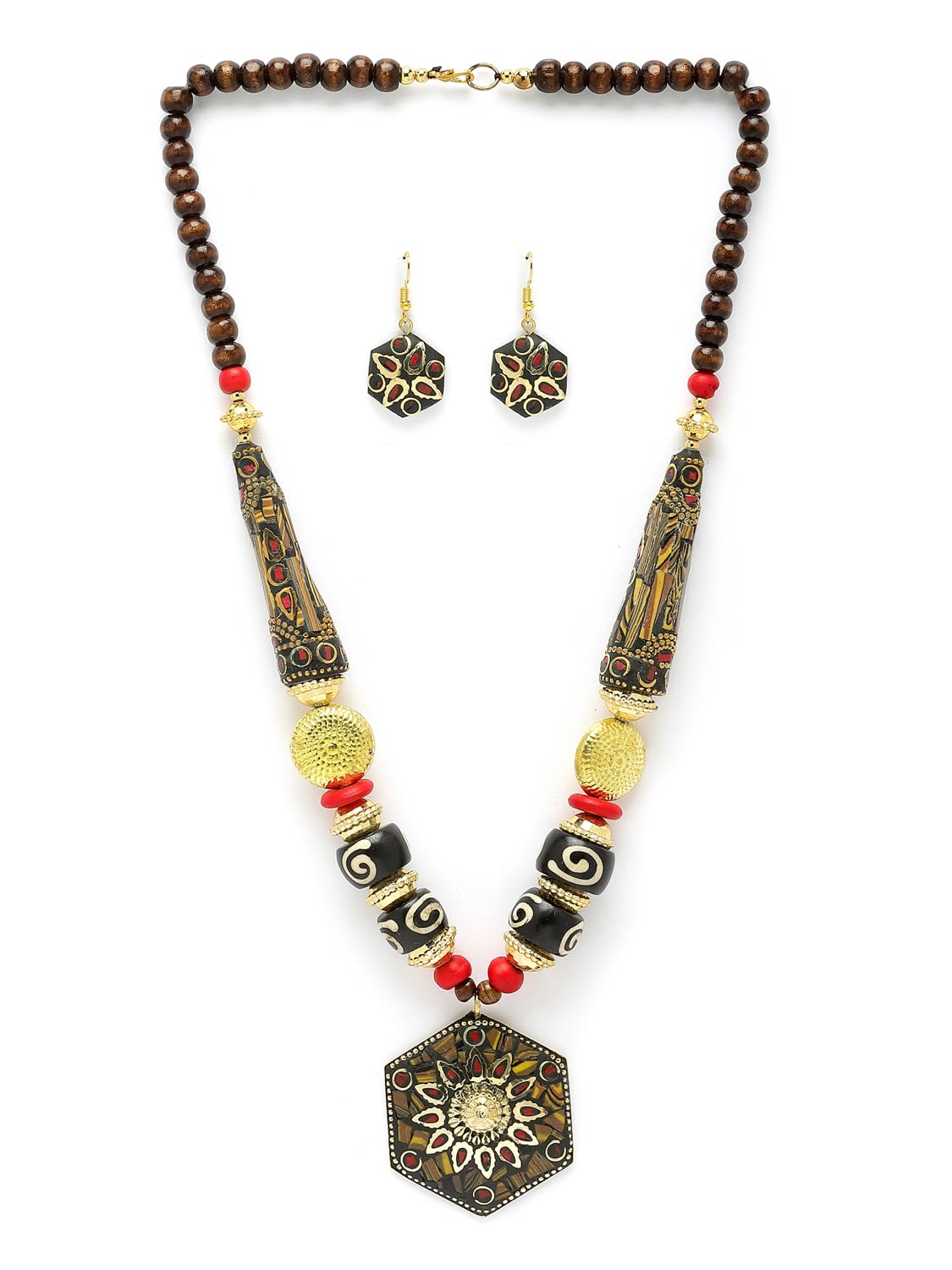 Royal Ethnic | Women's Tibetan Pendant Necklace Set | Traditional Oxidised Finish | Stylish Ethnic Jewellery | Festive - Royal Ethnic