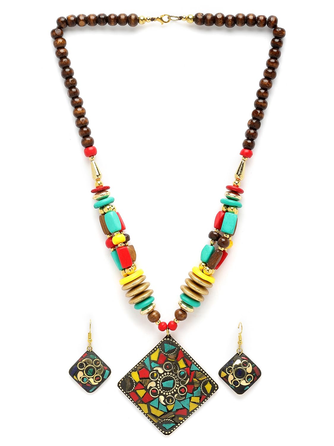 Royal Ethnic | Women's Tibetan Pendant Necklace Set | Traditional Oxidised Finish | Stylish Ethnic Jewellery | Festive - Royal Ethnic
