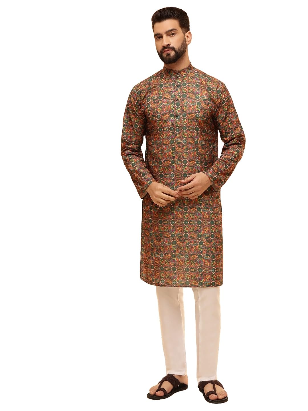 Royal Ethnic | Men's Silk Blend South Indian Shirt | Half Sleeves | Traditional Fit | Festive, Wedding & Casual Wear - Royal Ethnic