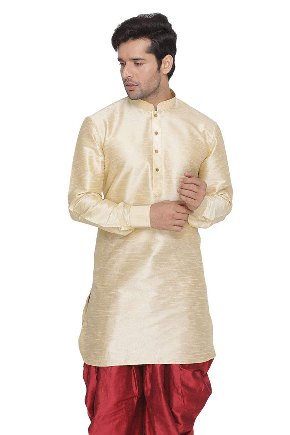 Vastramay Men's Silk Blend South Indian Ethnic Shirt – Traditional Half-Sleeve Shirt for Festive, Wedding & Casual Wear