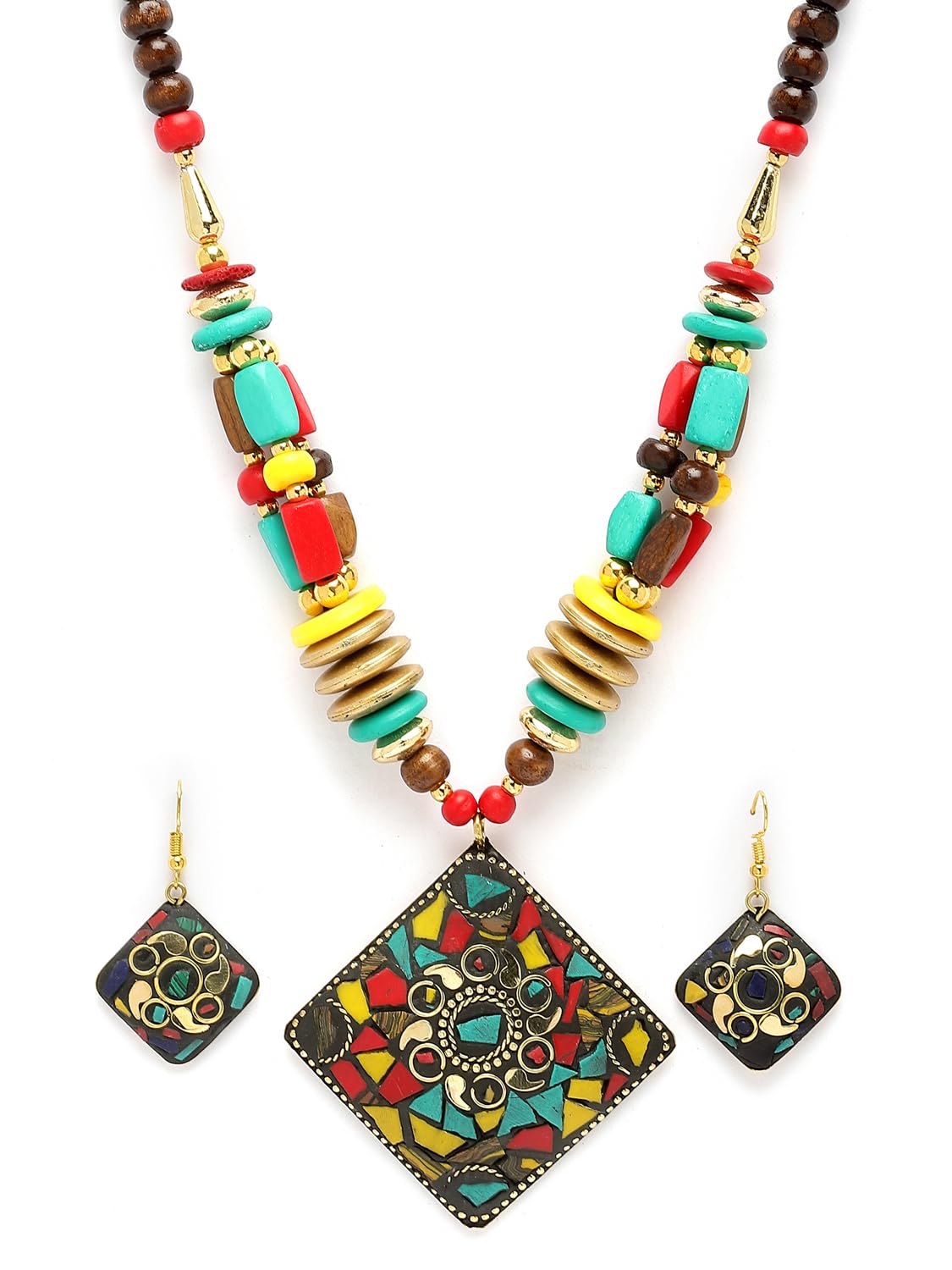 Royal Ethnic | Women's Tibetan Pendant Necklace Set | Traditional Oxidised Finish | Stylish Ethnic Jewellery | Festive - Royal Ethnic