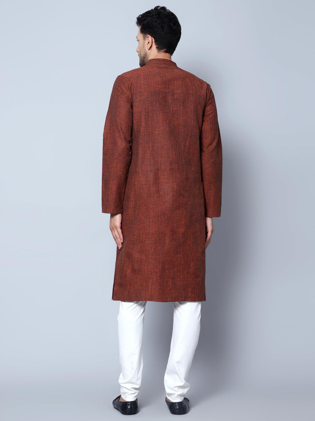 Royal Ethnic | Men's Cotton Textured Long Kurta | Full Sleeves | Regular Fit | Casual Ethnic Wear | Contemporary Charm - Royal Ethnic