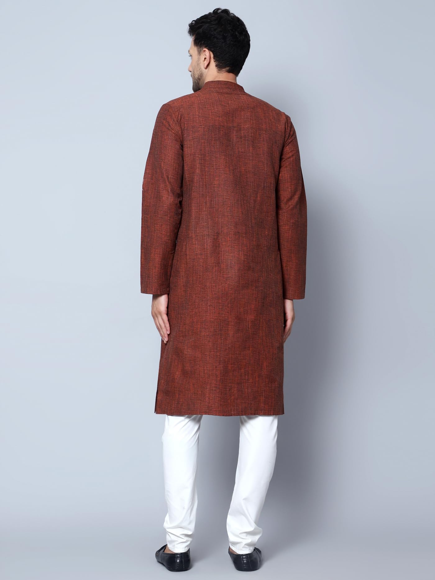 Royal Ethnic | Men's Cotton Textured Long Kurta | Full Sleeves | Regular Fit | Casual Ethnic Wear | Contemporary Charm - Royal Ethnic