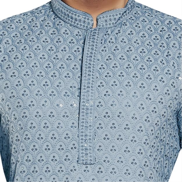 Royal Ethnic Men's Stylish Embroidered Cotton Kurta Pyjama Set | Exclusive Elegant Party Wear Outfit - Royal Ethnic