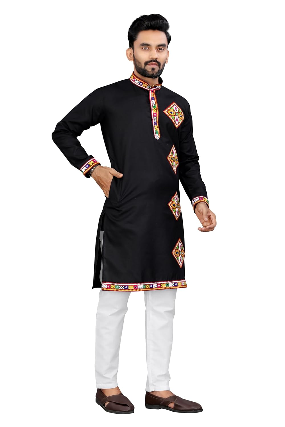 Royal Ethnic | Men's Ethnic Charm Kurta Pyjama Set | Intricate Embroidery | Full Sleeves | Navratri & Festive Wear - Royal Ethnic