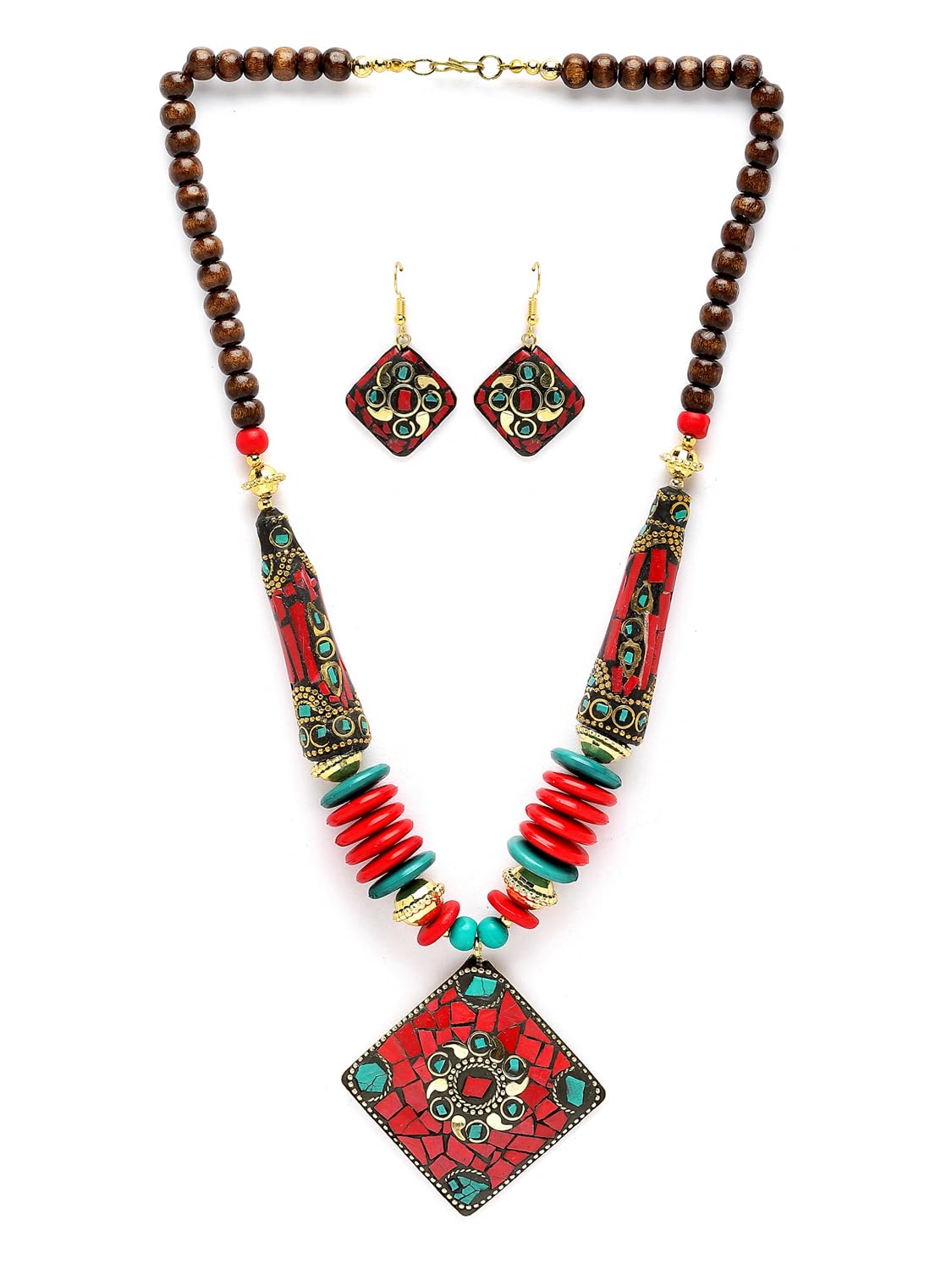 Royal Ethnic | Women's Tibetan Pendant Necklace Set | Traditional Oxidised Finish | Stylish Ethnic Jewellery | Festive - Royal Ethnic